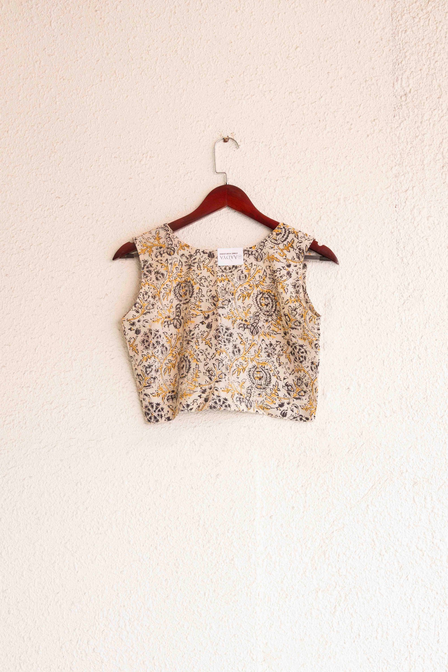 Beige KalamKari Sleeveless Crop top