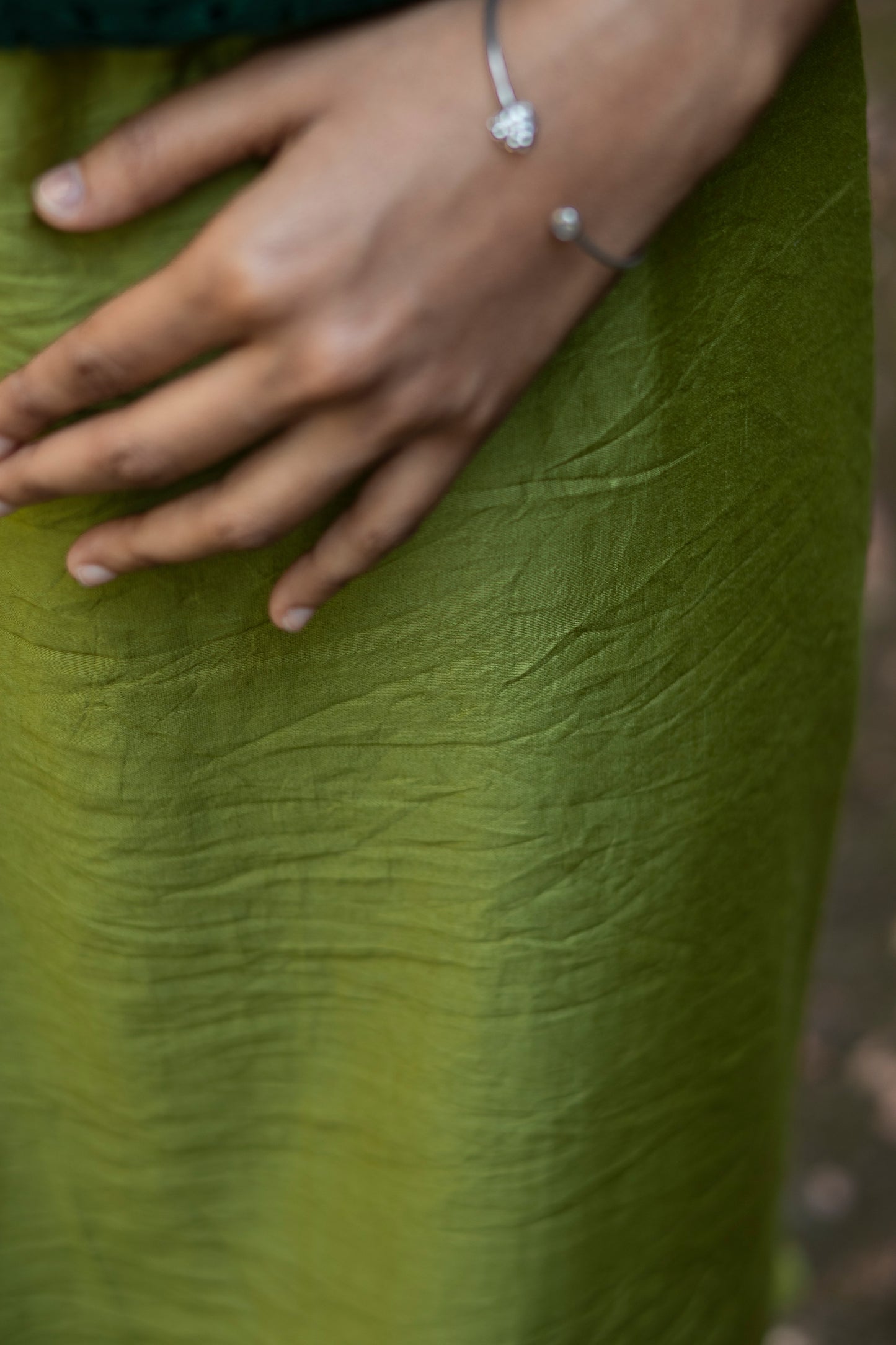 A-Line Sleeveless Light Green Kurta With Hakoba Crop Top