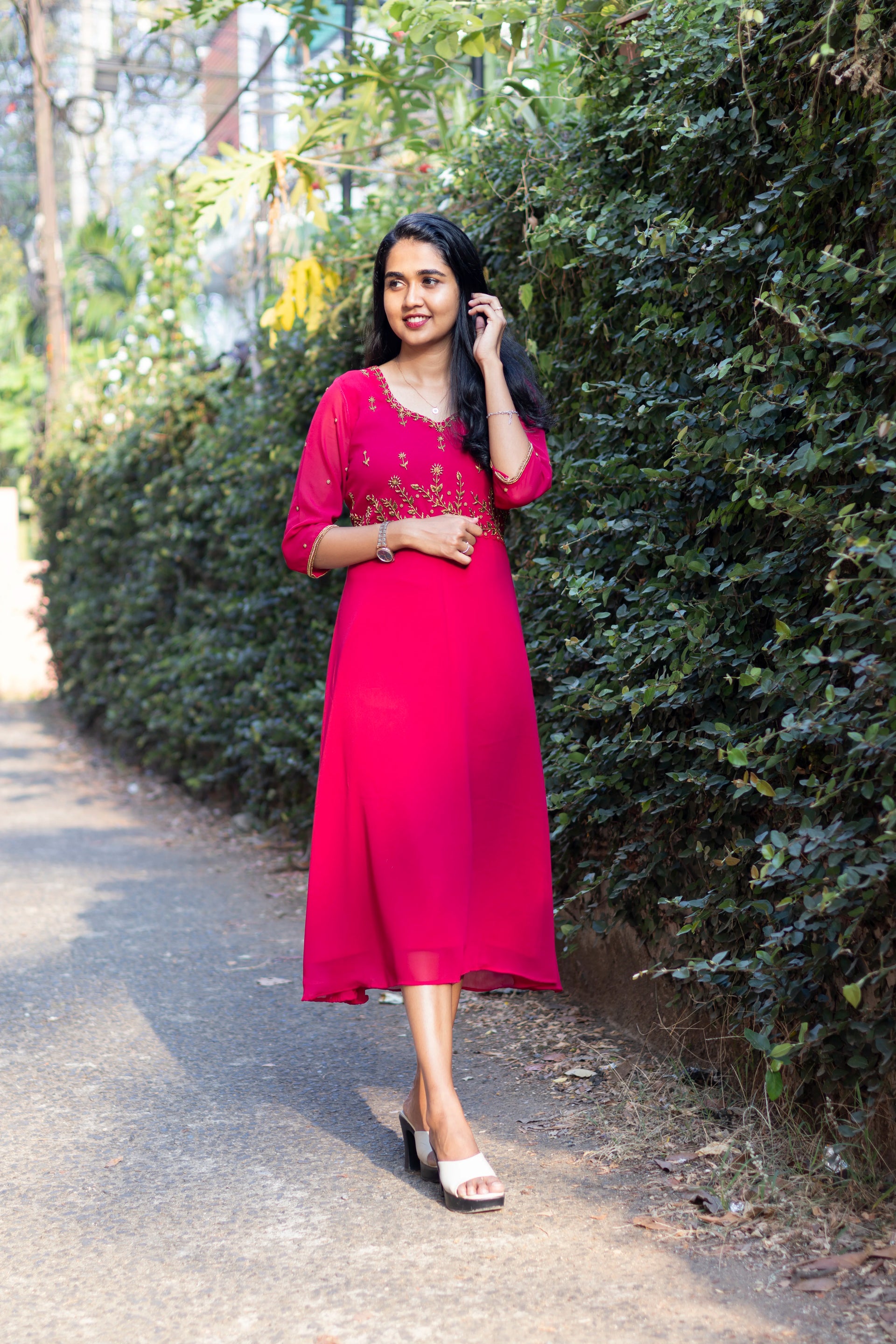 Umbrella Cut Kurta with Bead Work Flowy Elegant Style – Aadya