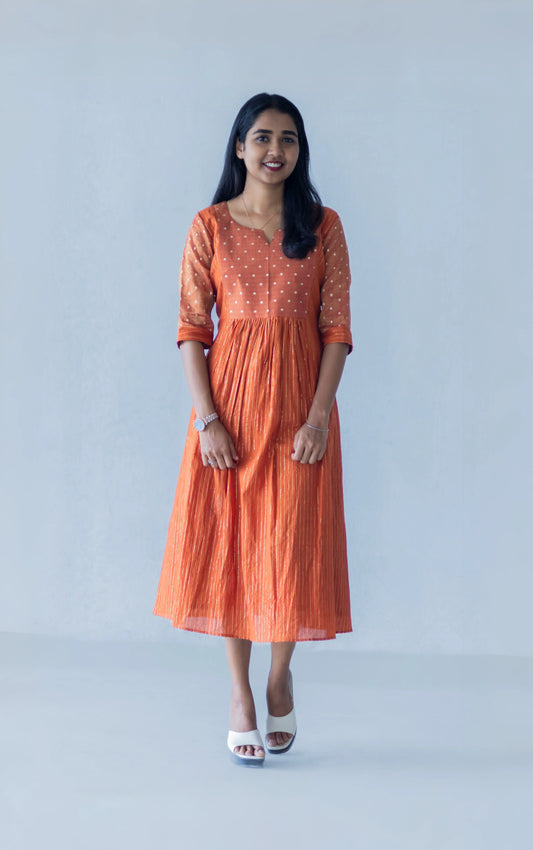 Copper Glow A-Line Kurta