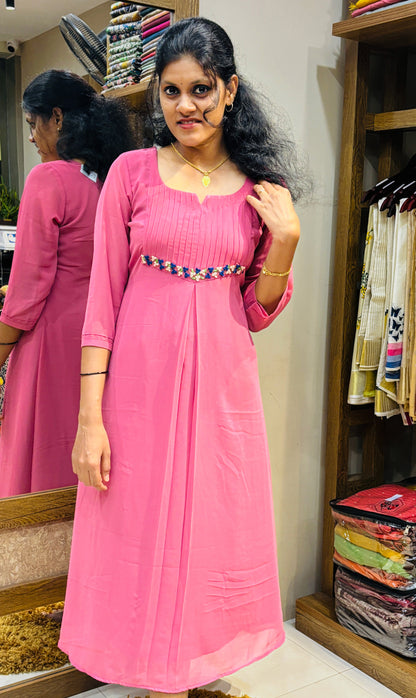 A-Line Kurti With Pintuck And Thread Embroidery