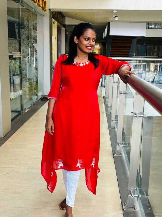 A-line Kurti With Zardosi Hand Embroidery