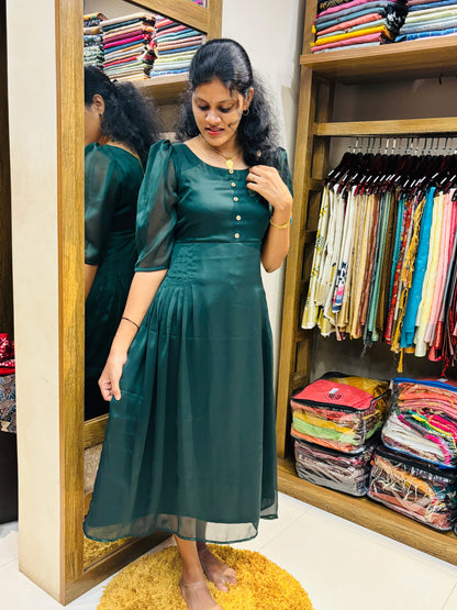 Dark Green umbrella cut flared kurta