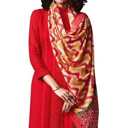 Lucknow Chikankari Salwar Suit with Printed Dupatta Set