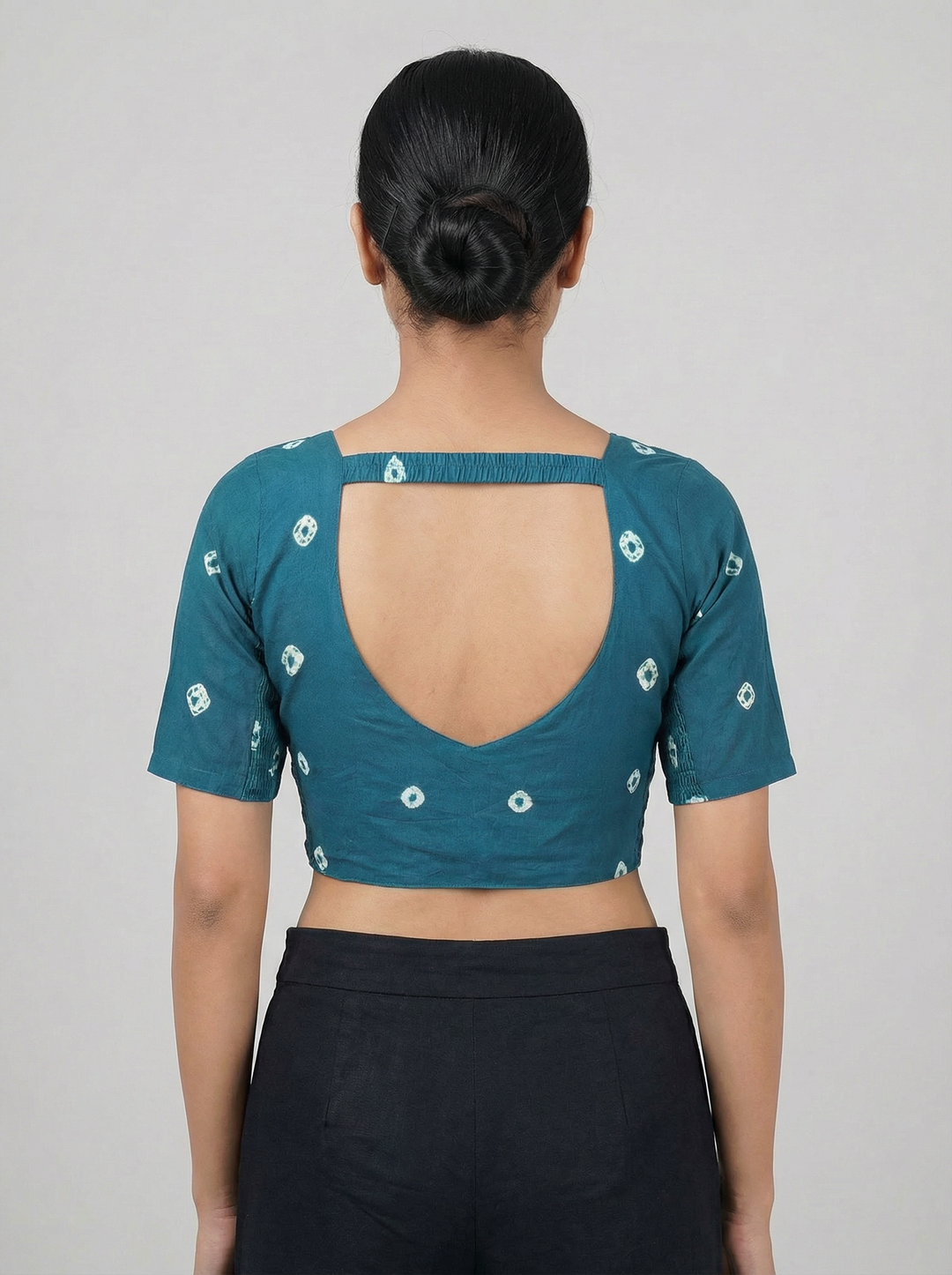 Blue Bandhani Cotton | StretchFit Bandhani Saree Blouse