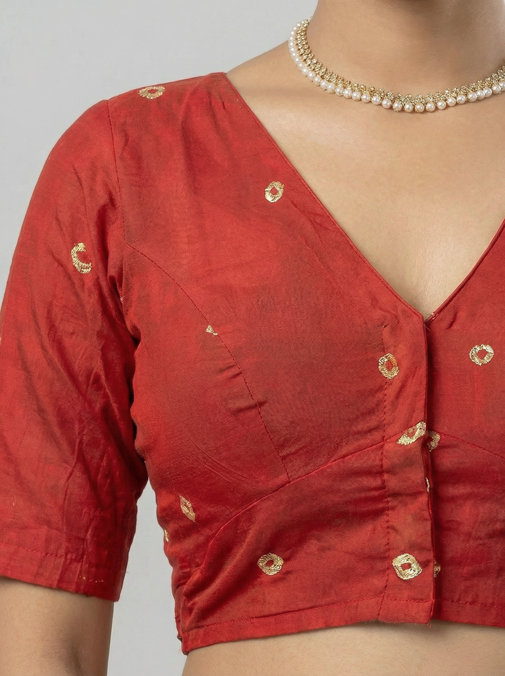 Red Bandhani Cotton | StretchFit Bandhani Saree Blouse
