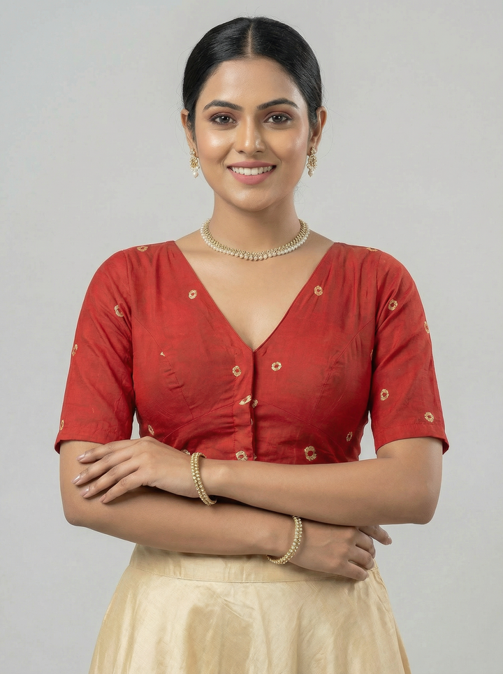 Red Bandhani Cotton | StretchFit Bandhani Saree Blouse
