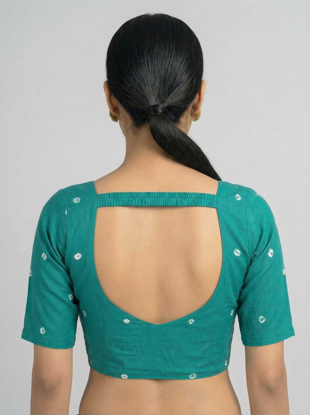 Turquoise Bandhani Cotton | StretchFit Bandhani Saree Blouse