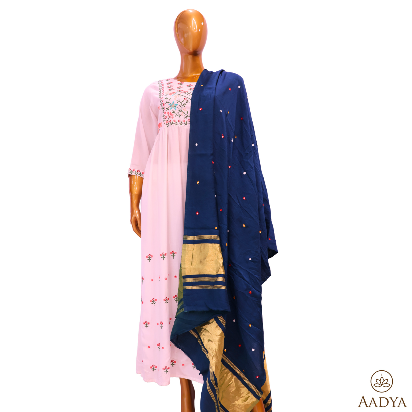 Silk Dupatta  With Mirror Work And Lagdi Patta