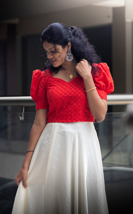 Christmas Theme : Hakoba Crop Top With Umbrella Skirt