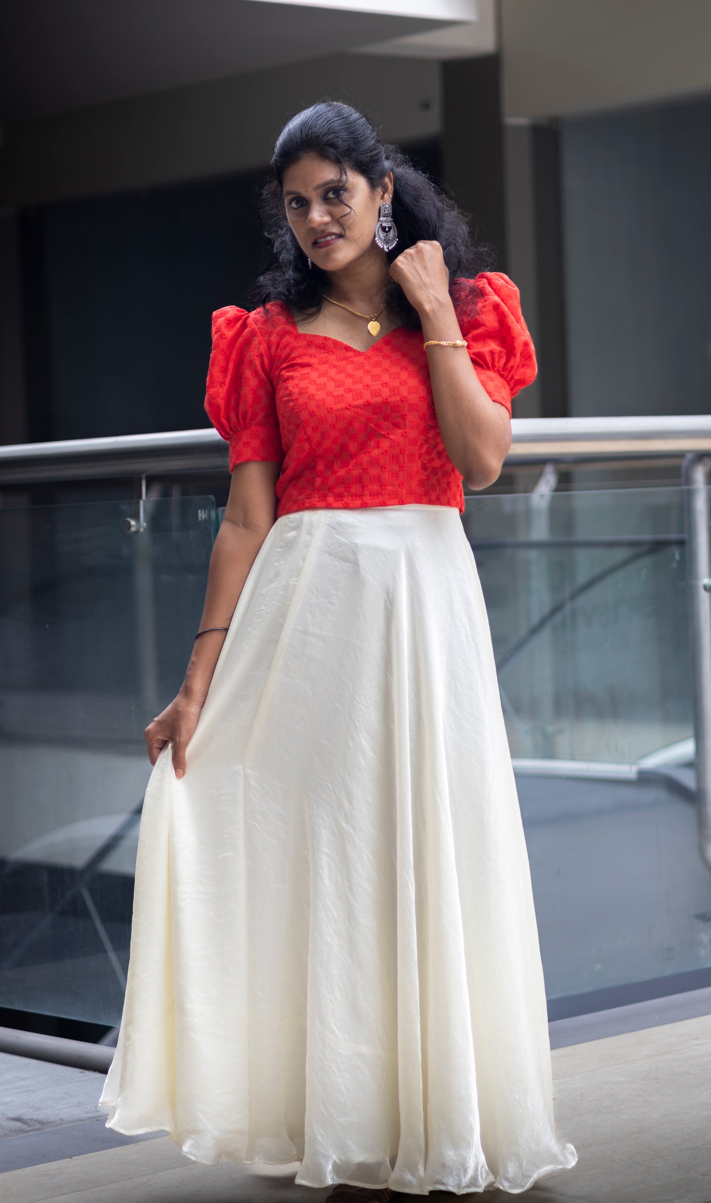 Christmas Theme : Hakoba Crop Top With Umbrella Skirt