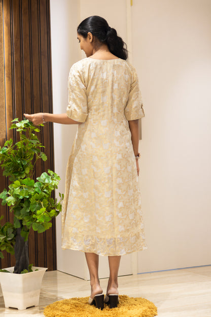 Floral Design Kurta with front pleats sequence work