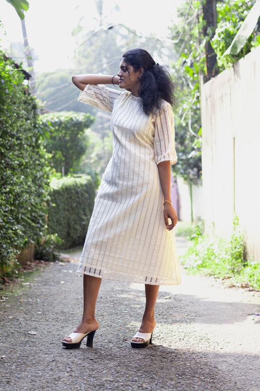 White Hakoba Aline Kurta with Raglan Sleeve