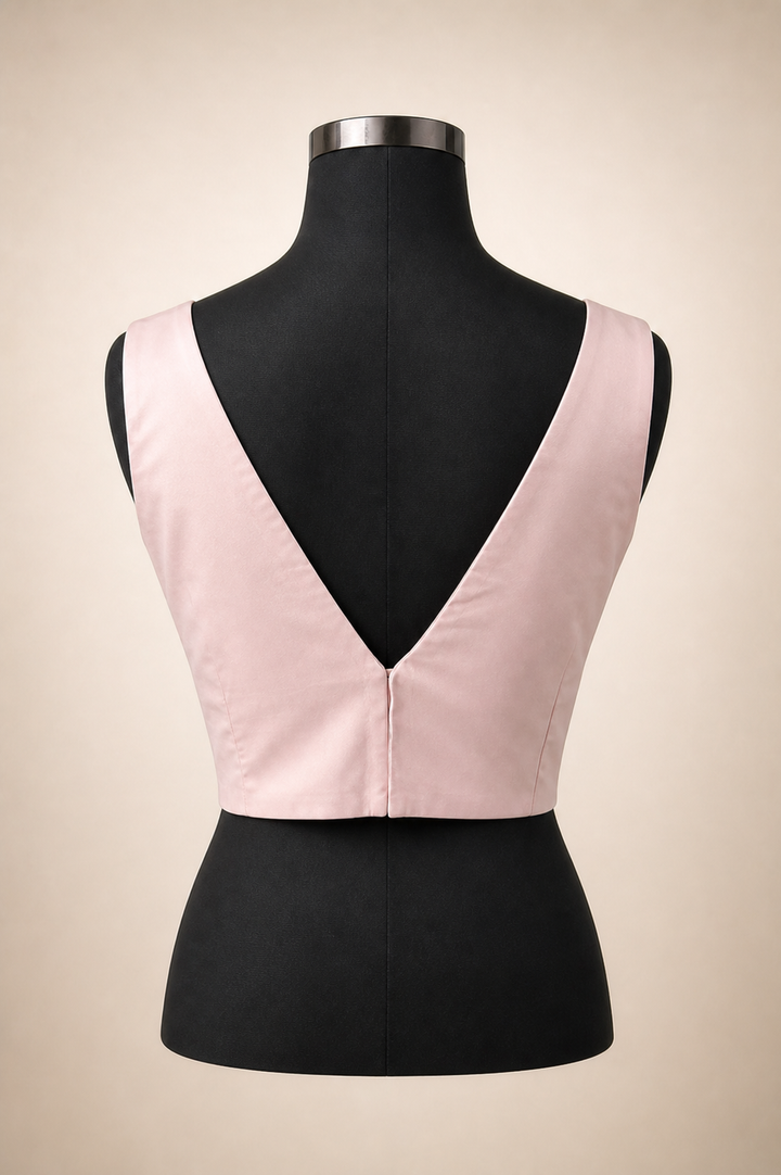 Pink Satin Plain | Sleeveless Saree Blouse