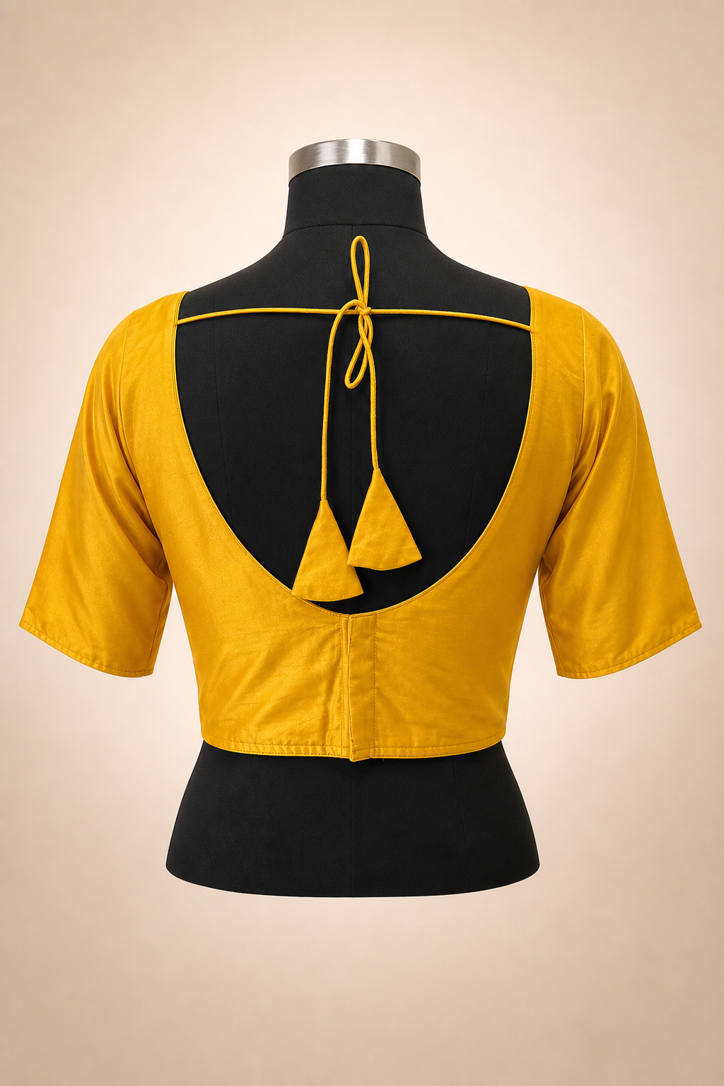 Mustard yellow Plain Silk Plain | Elbow Sleeve Saree Blouse