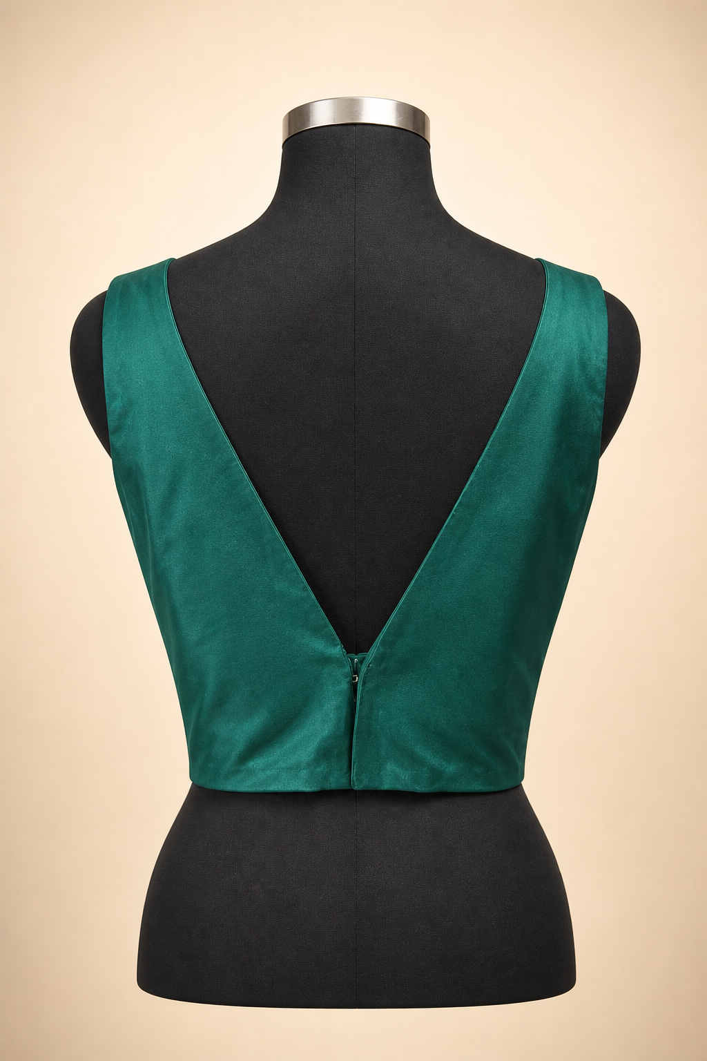 Green Satin Plain | Sleeveless Saree Blouse