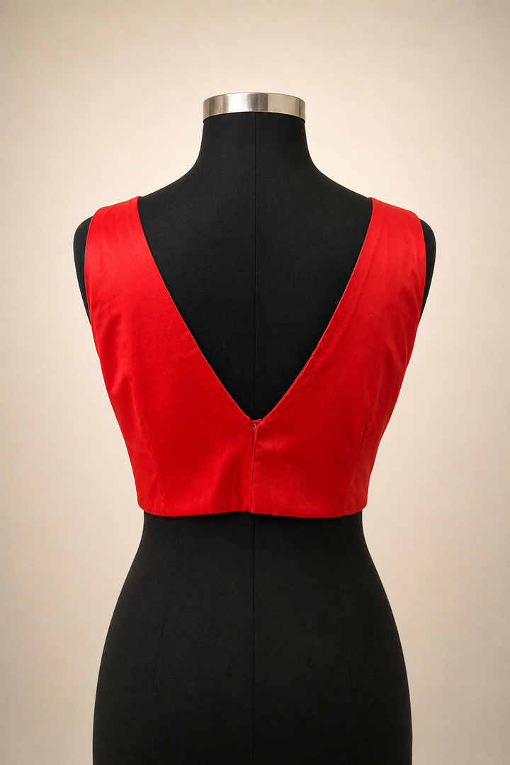 Red Satin Plain | Sleeveless Saree Blouse
