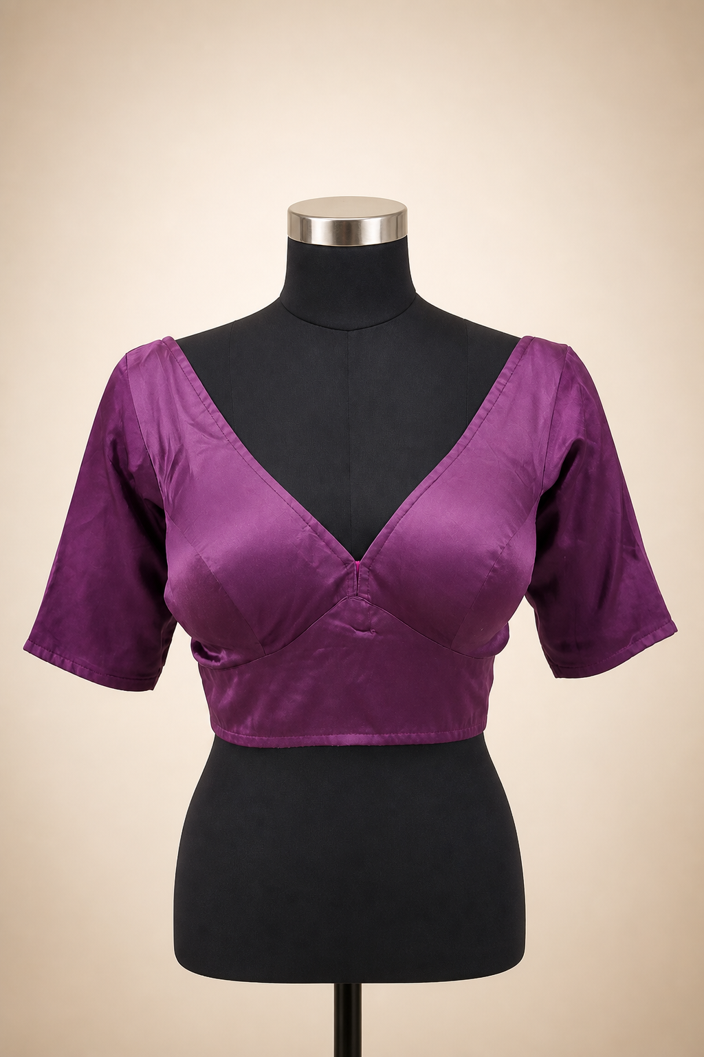 Purple Modal Silk Plain | Elbow Sleeve Saree Blouse