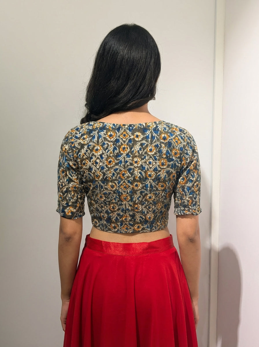 Blue Kalamkari | StretchFit  with Side Seam
