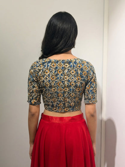 Blue Kalamkari | StretchFit  with Side Seam
