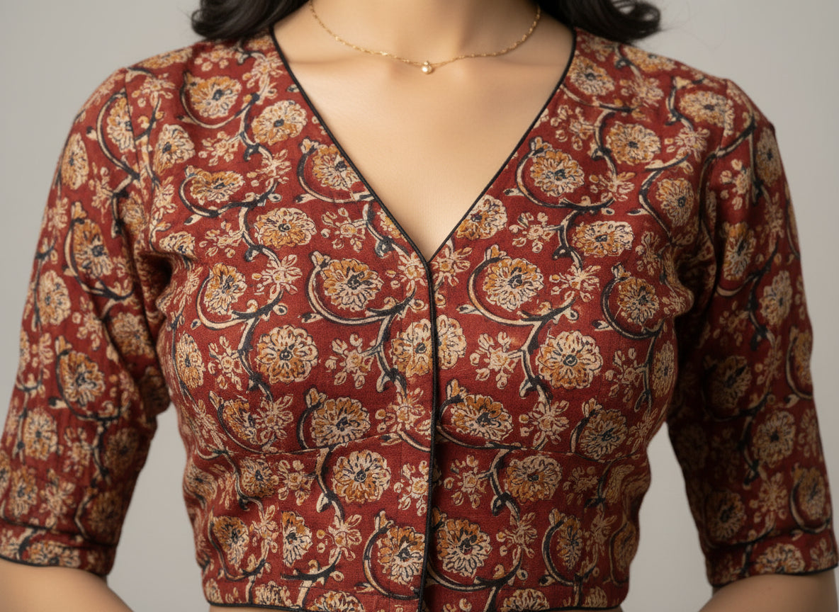 Maroon Kalamkari | StretchFit  with Side Seam
