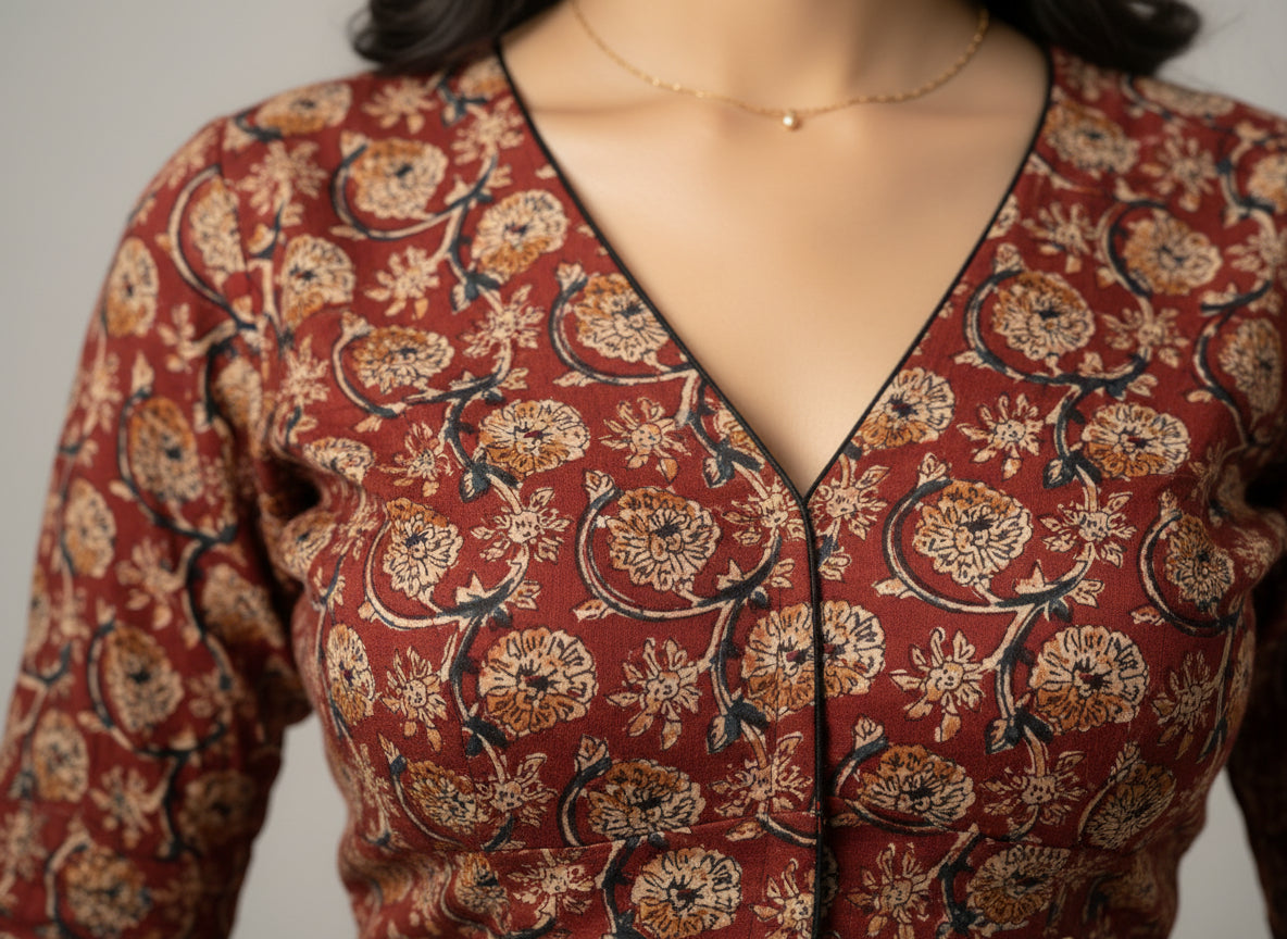 Maroon Kalamkari | StretchFit  with Side Seam