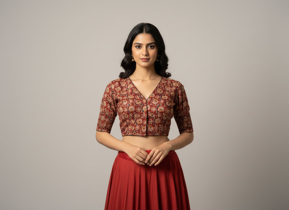 Maroon Kalamkari | StretchFit  with Side Seam