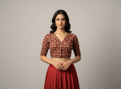 Maroon Kalamkari | StretchFit  with Side Seam