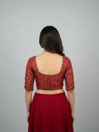 Maroon Ajrak Modal  | StretchFit with Side Seam