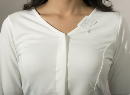 Full Elastic Lycra Blouse | White | 3/4th Sleeves