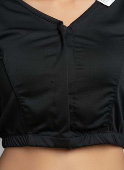 Full Elastic Lycra Blouse | Black | 3/4th Sleeves