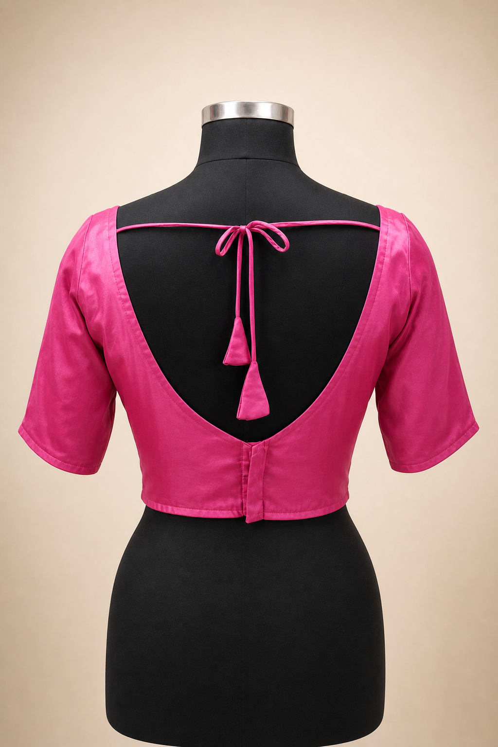 Pink Modal Silk Plain | Elbow Sleeve Saree Blouse