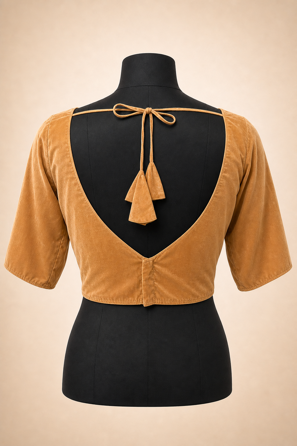 Gold Plain Silk Plain | Elbow Sleeve Saree Blouse