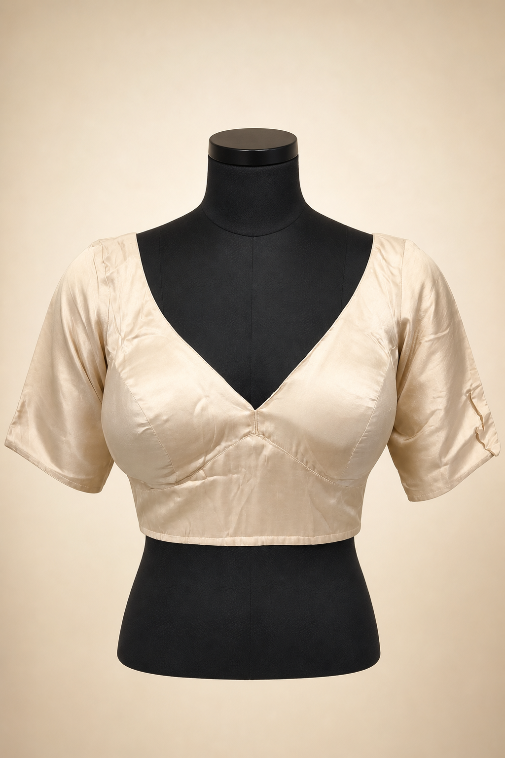 Beige Modal Silk Plain | Short Sleeve Saree Blouse
