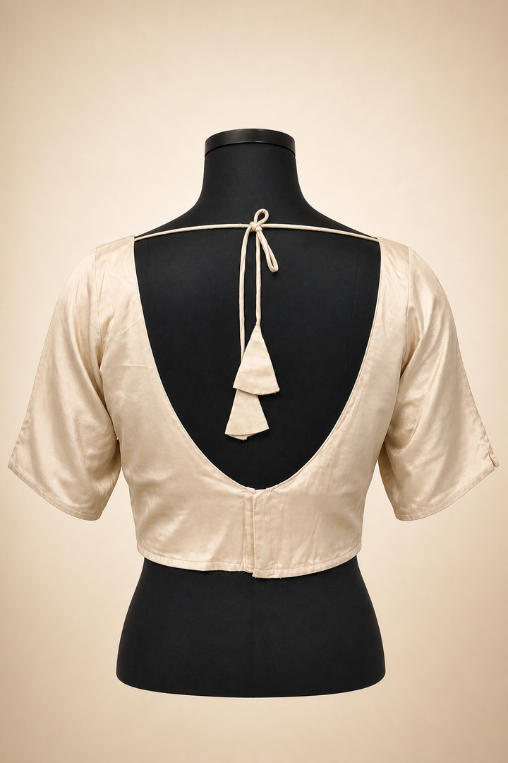 Beige Modal Silk Plain | Short Sleeve Saree Blouse