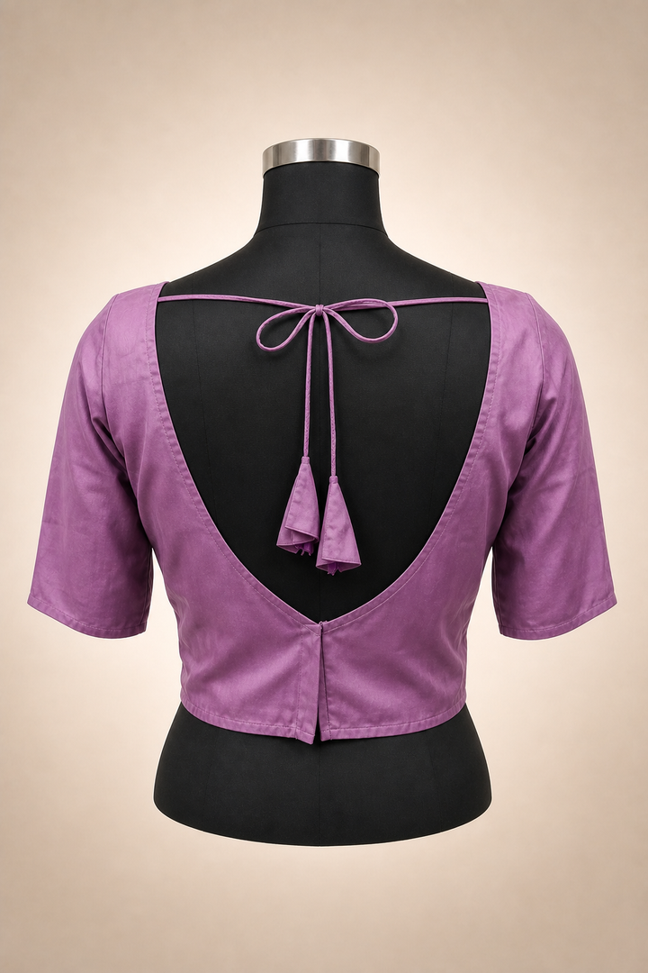 Purple Modal Silk Plain | Elbow Sleeve Saree Blouse