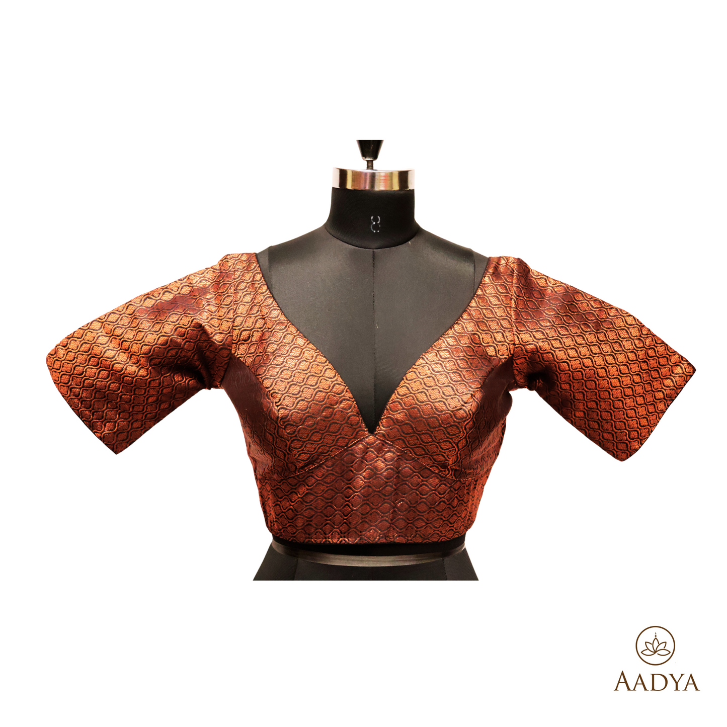 Readymade Black Blouse With Copper Print