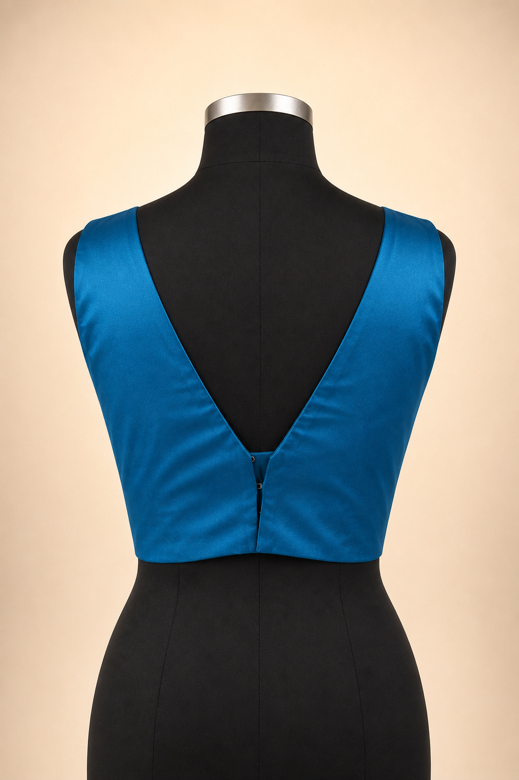 Teal Satin Plain | Sleeveless Saree Blouse