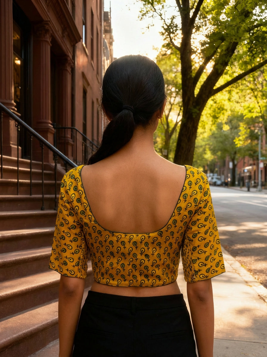 Yellow Ajrak Modal  | StretchFit with Side Seam