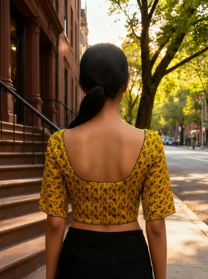 Yellow Ajrak Modal  | StretchFit with Side Seam