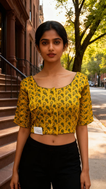 Yellow Ajrak Modal  | StretchFit with Side Seam