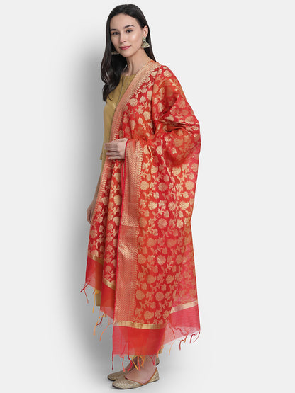 Gold Poly Silk Solid Kurta with Pant and Dupatta