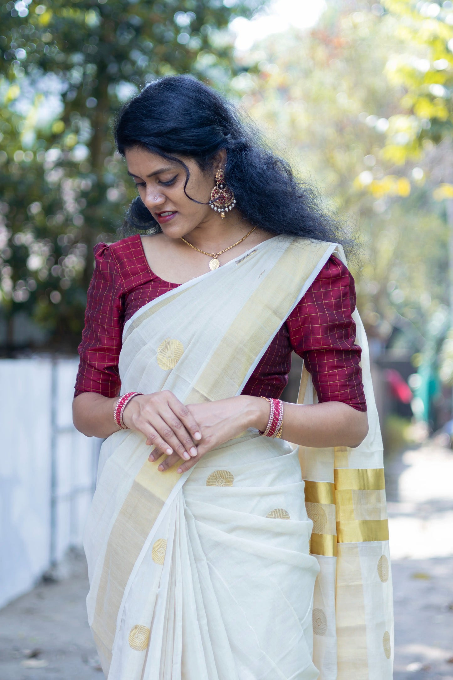 Golden Butta Hanloom Kasavu Saree