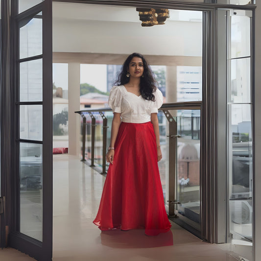 Christmas Theme : Hakoba Crop Top With Umbrella Skirt