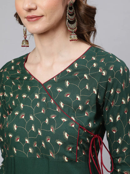 Green Printed Kurta Pant With Dupatta